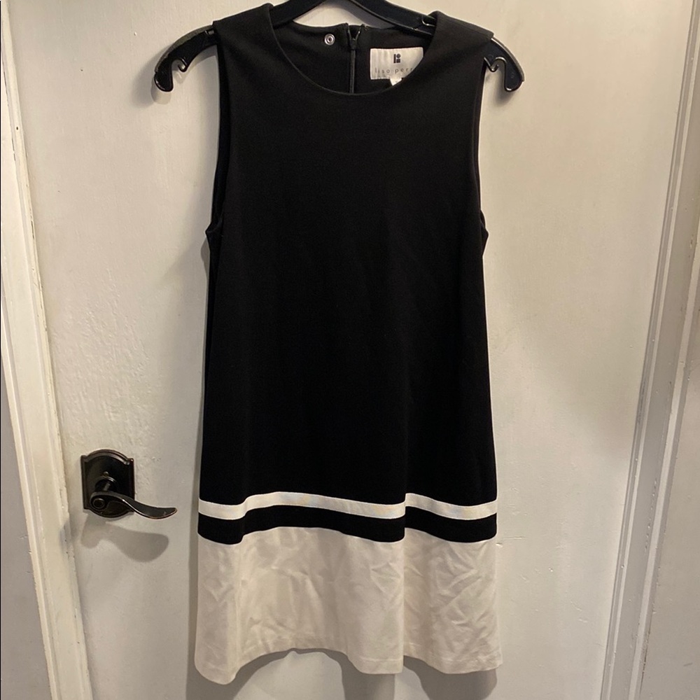 Lisa Perry Black and White Sheath Midi Dress